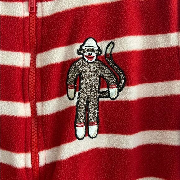 Nick & Nora red and white striped one-piece footed pajamas - Picture 4 of 7